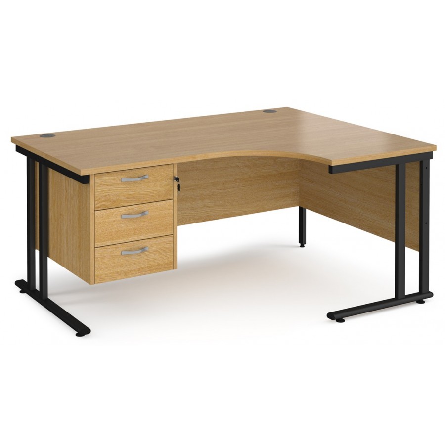 Maestro Cantilever Leg Corner Desk with Three Drawer Pedestal